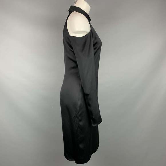 BILL BLASS Black Silk Shoulder Cut Out Cocktail Dress - Picture 3 of 5